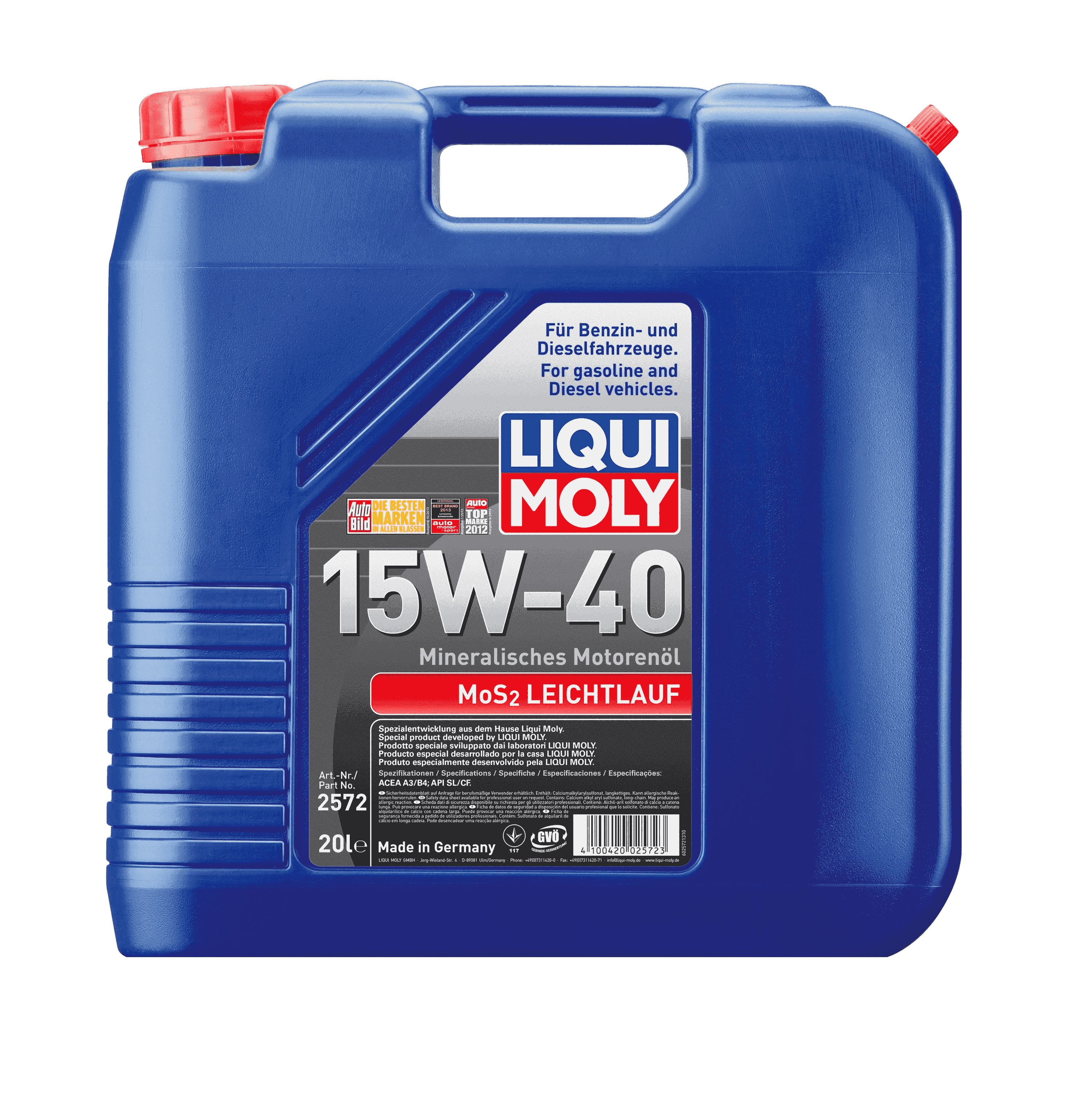 Моторное масло Liqui Moly MoS2 Leichtlauf 15W-40, 20л (LiquiMoly: 2572)